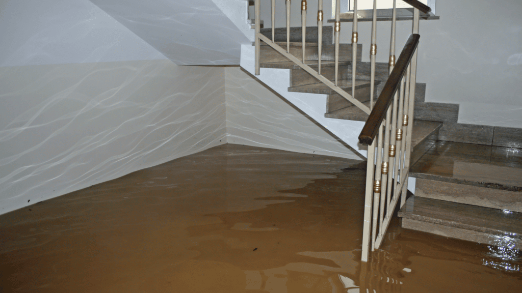 überflutete Treppen