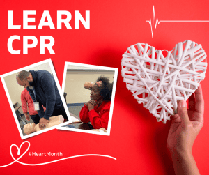 Learn CPR hash tag heart month