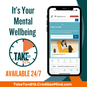 download the take ten 815 image that reads: take control of your mental wellbeing. available 24/7
