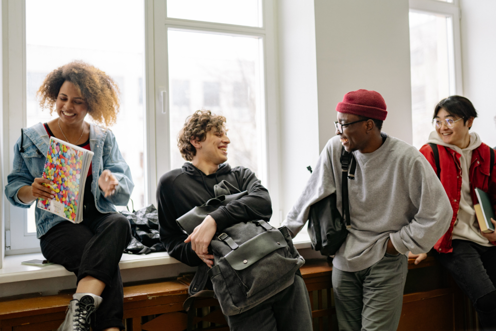 group of young adults at school