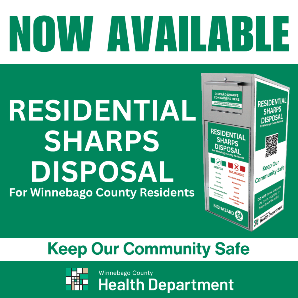 Residential sharps disposal is now available for Winnebago County Residents. Keep Our Community Safe