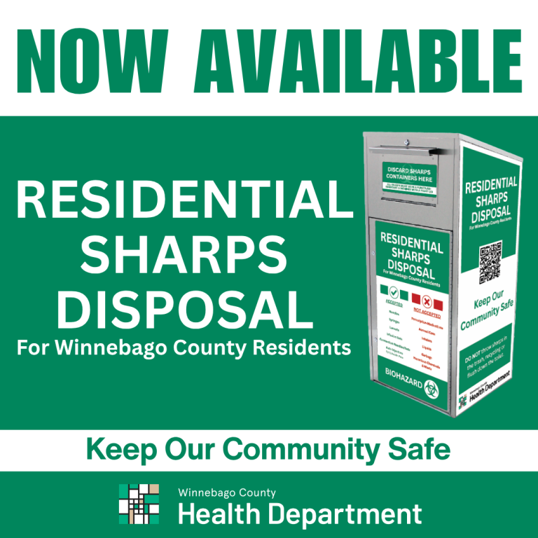Residential sharps disposal is now available for Winnebago County Residents. Keep Our Community Safe