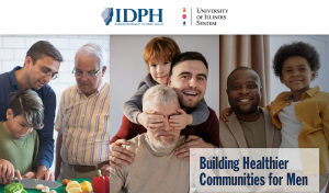 IDPH's Statewide Men's Health assesment survey screenshot. Text Reads "building healthier communities for men"