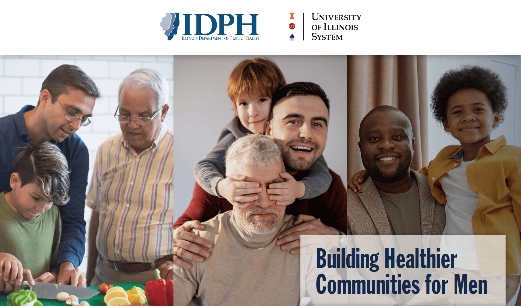 IDPH's Statewide Men's Health assesment survey screenshot. Text Reads "building healthier communities for men"
